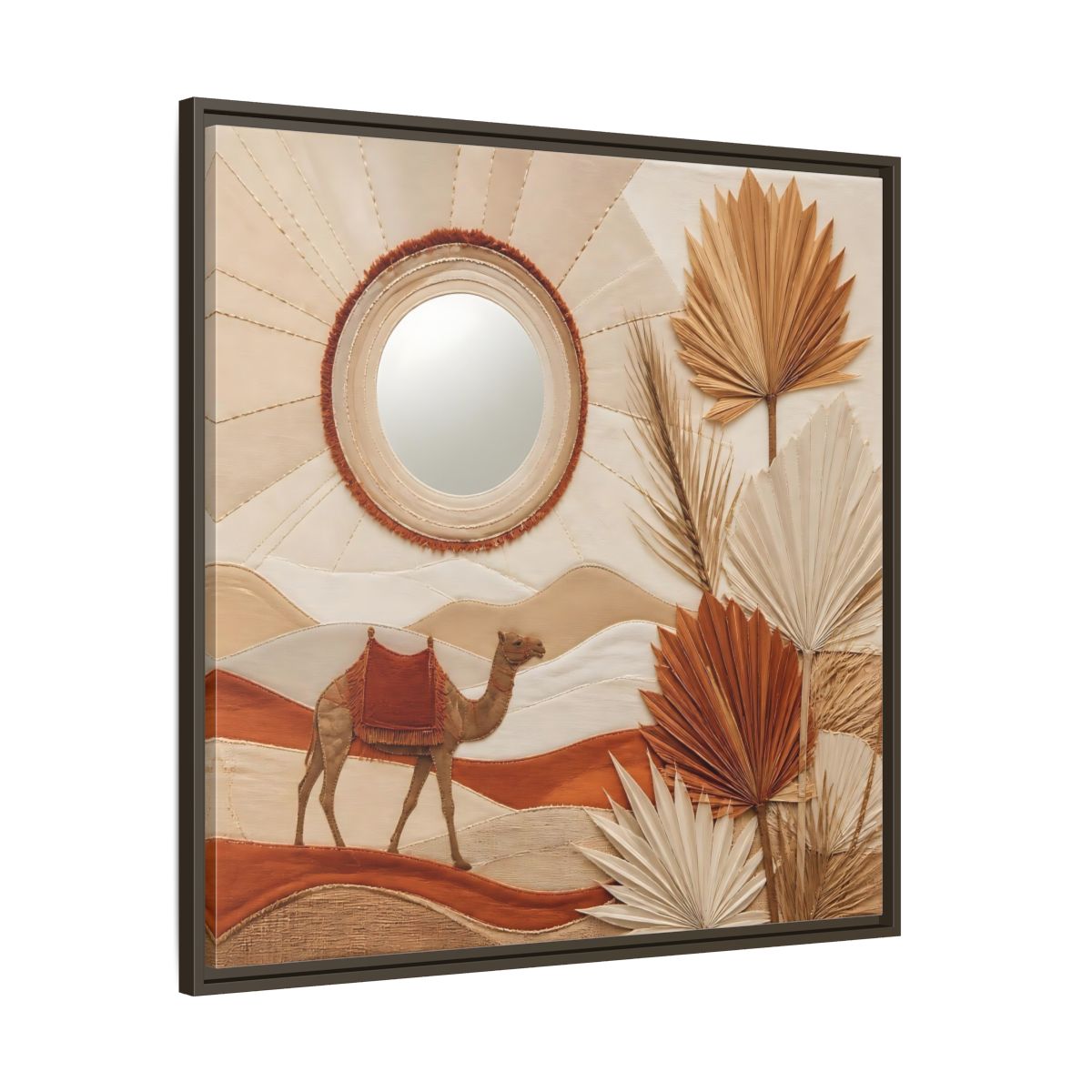 Main Mockup. Boho Desert Camel shown as framed canvas print