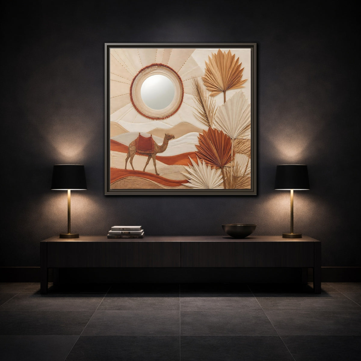 Mockup 3. Boho Desert Camel shown as framed canvas print