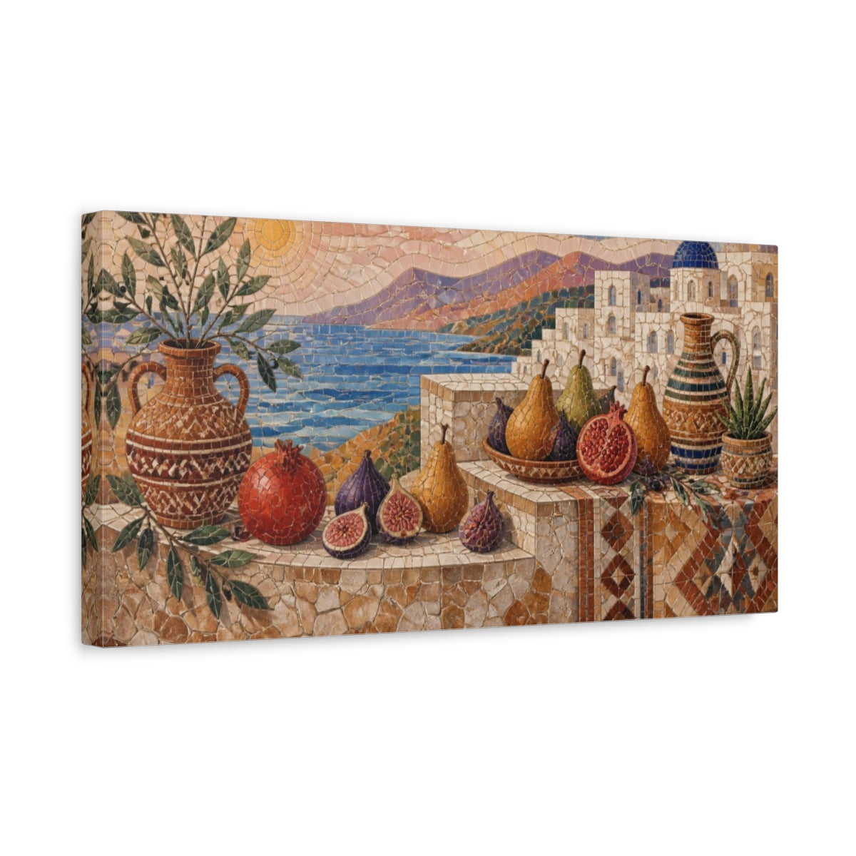 Side Mockup 3. Boho Fig & Pomegranate shown as canvas print