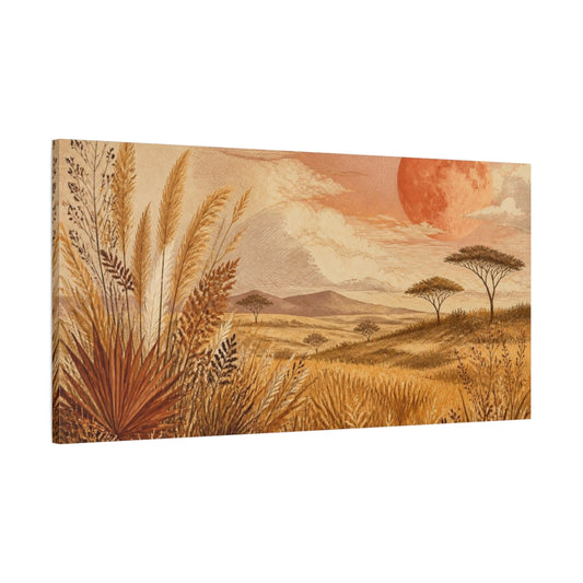 Main Mockup. Boho Golden Grassland shown as canvas print