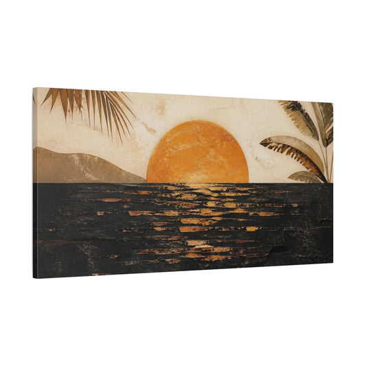 Main Mockup. Boho Golden Sunset shown as canvas print
