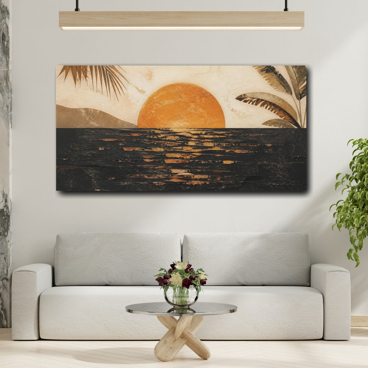 Mockup 2. Boho Golden Sunset shown as canvas print