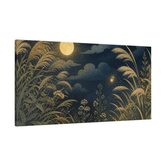 Main Mockup. Boho Moonlit Grasses shown as canvas print