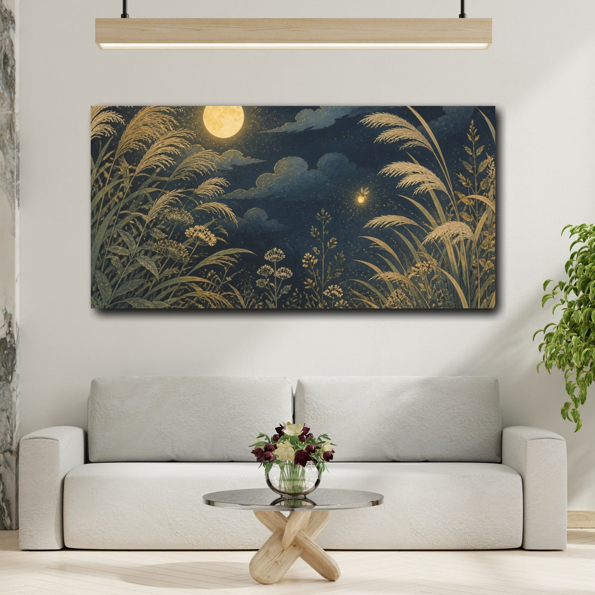 Mockup 2. Boho Moonlit Grasses shown as canvas print