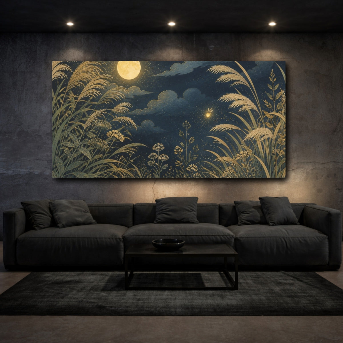 Mockup 3. Boho Moonlit Grasses shown as canvas print