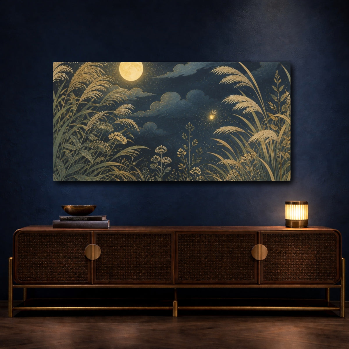Mockup 4. Boho Moonlit Grasses shown as canvas print