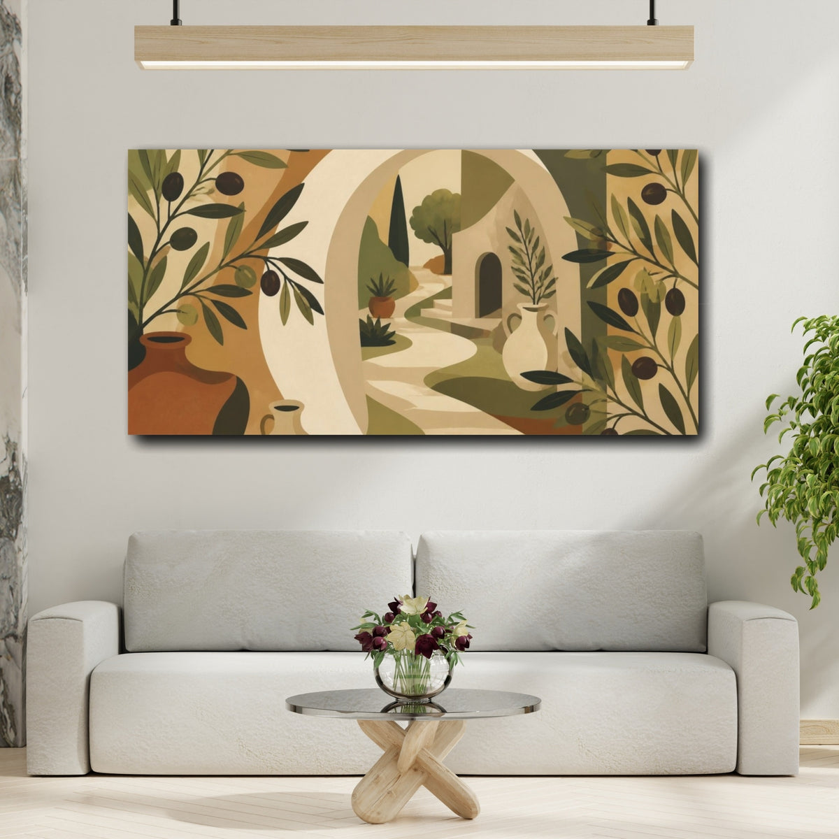 Mockup 2. Boho Olive Archway shown as canvas print