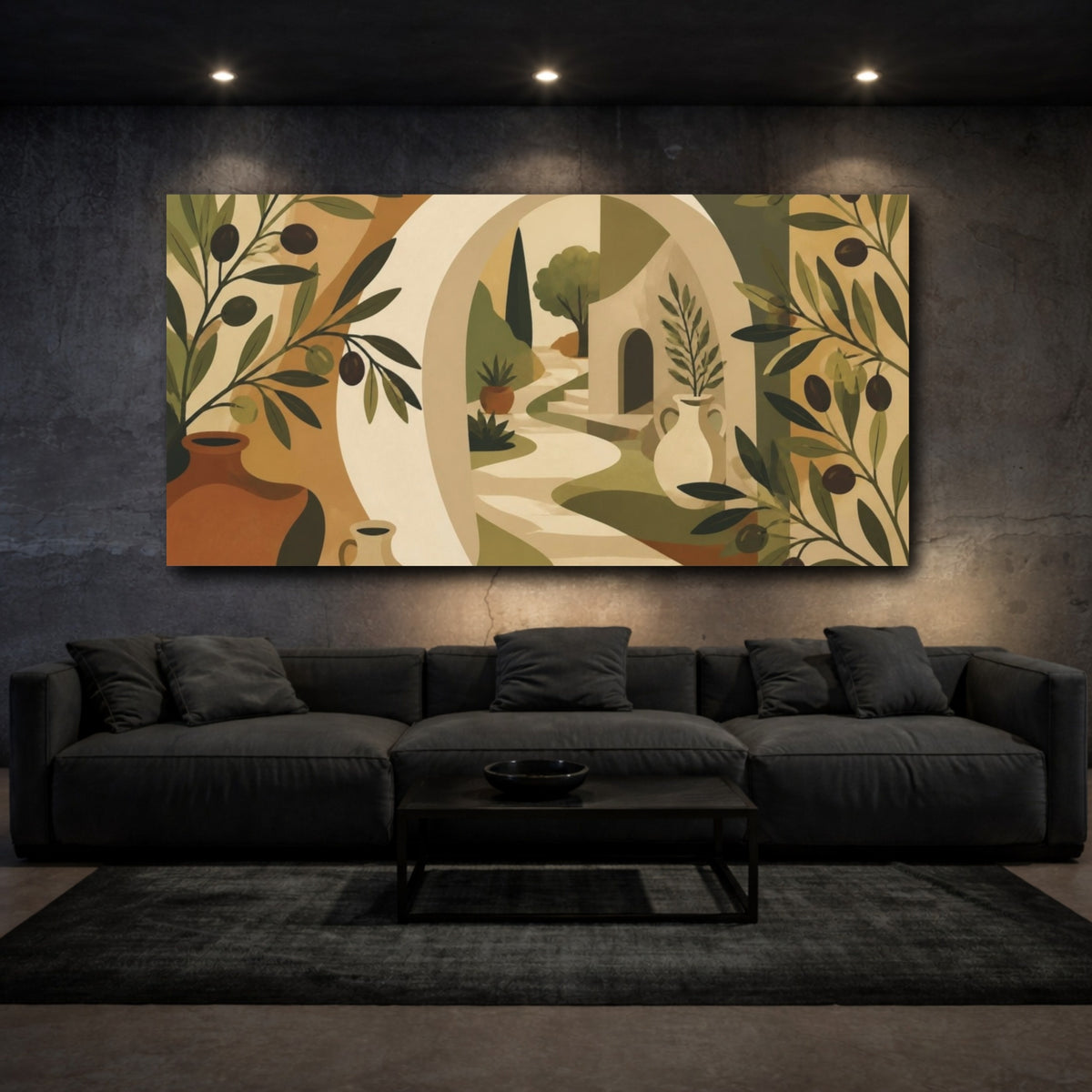 Mockup 3. Boho Olive Archway shown as canvas print
