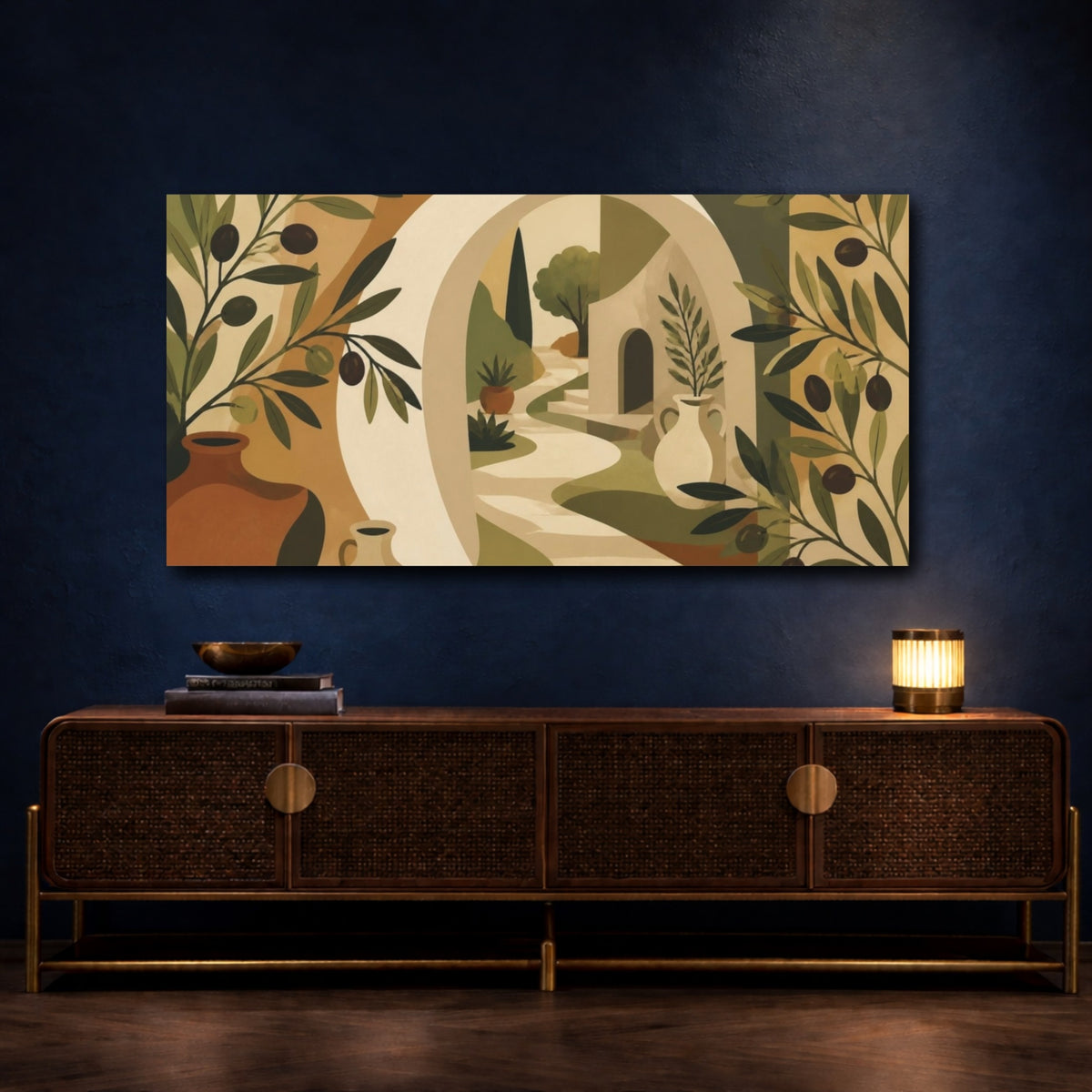 Mockup 4. Boho Olive Archway shown as canvas print