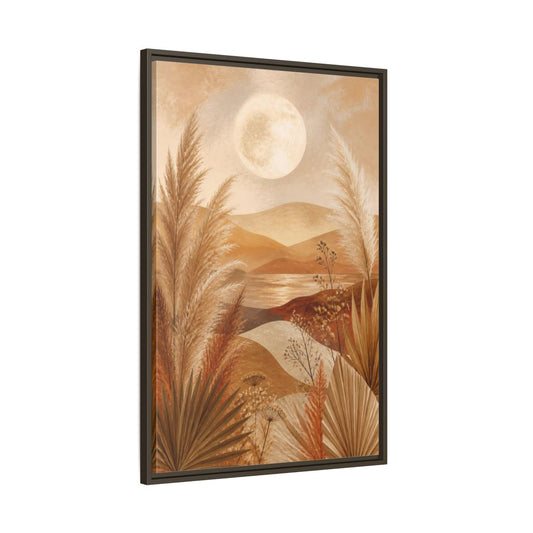 Main Mockup. Boho Pampas Meadow shown as framed canvas print