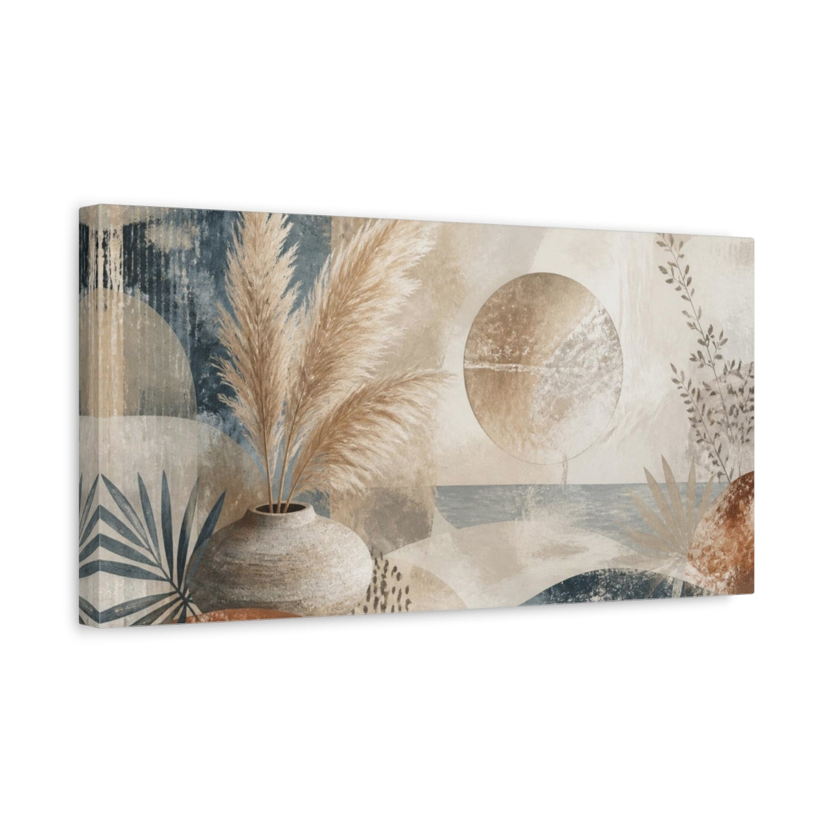 Side Mockup 3. Boho Pampas Moon shown as canvas print