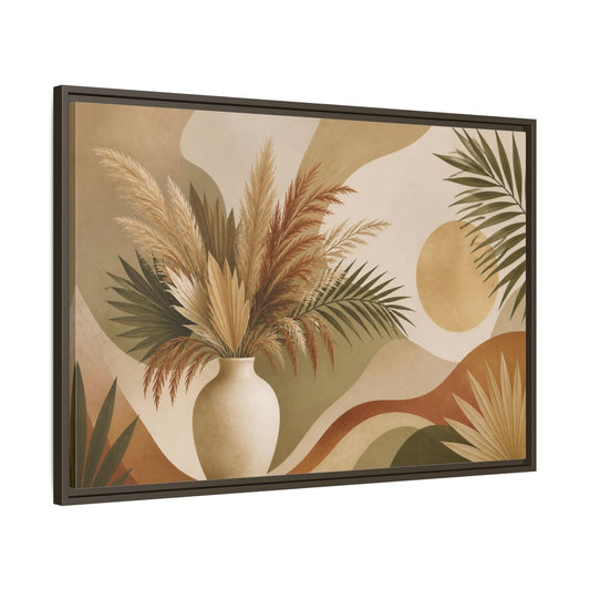 Main Mockup. Boho Pampas Vase shown as framed canvas print