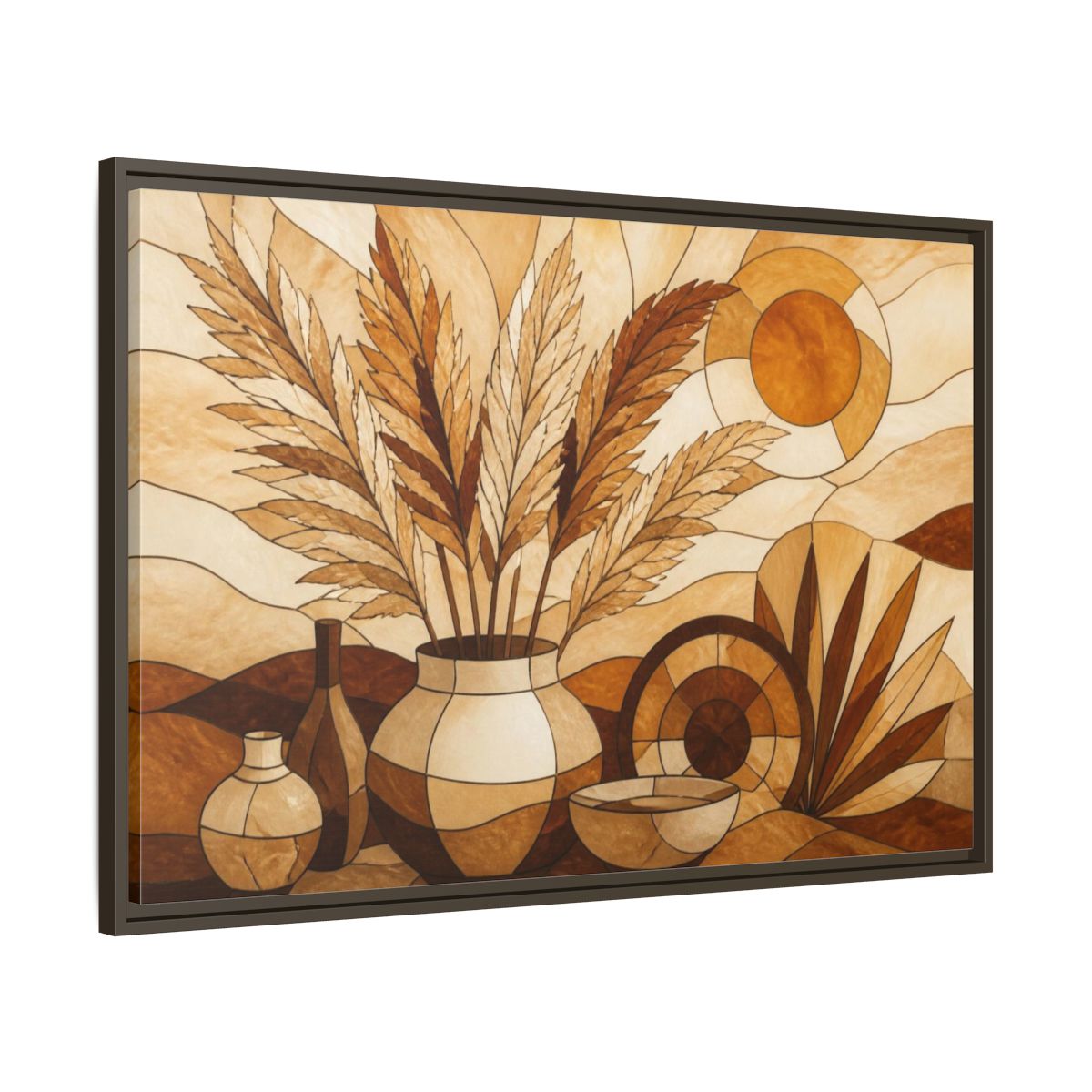 Main Mockup. Boho Pampas Vase shown as framed canvas print