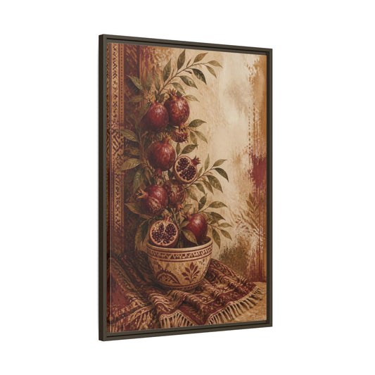 Main Mockup. Boho Pomegranate Bowl shown as framed canvas print