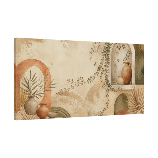 Main Mockup. Boho Terracotta Vases shown as canvas print