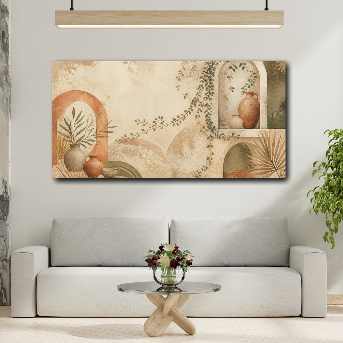 Mockup 2. Boho Terracotta Vases shown as canvas print