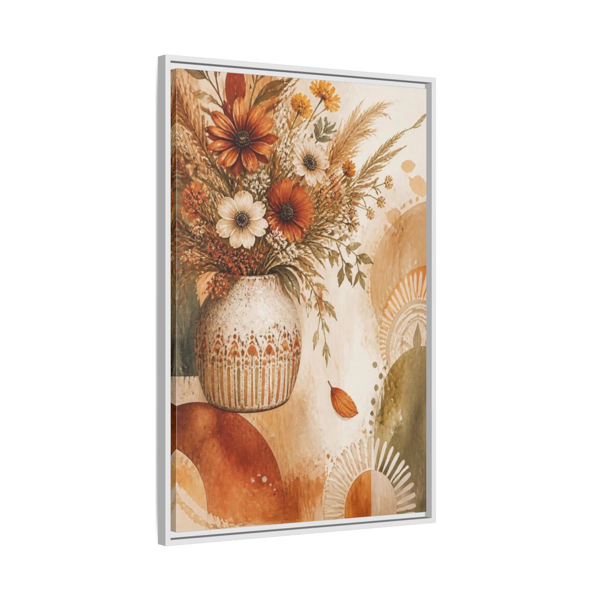 Side Mockup 9. Boho Wildflower Bouquet shown as framed canvas print
