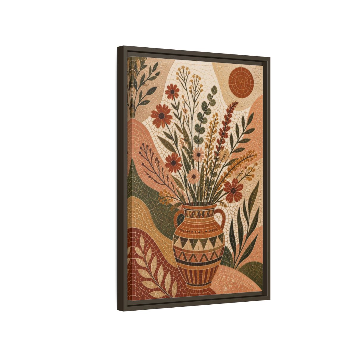 Side Mockup 2. Boho Wildflower Vase shown as framed canvas print