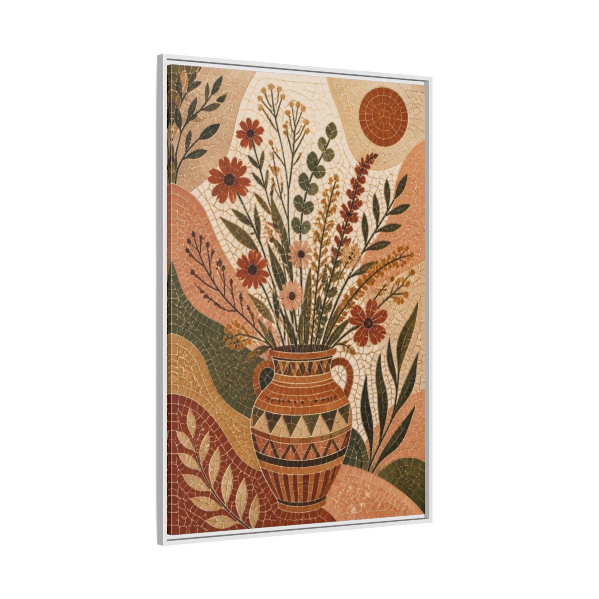 Side Mockup 7. Boho Wildflower Vase shown as framed canvas print