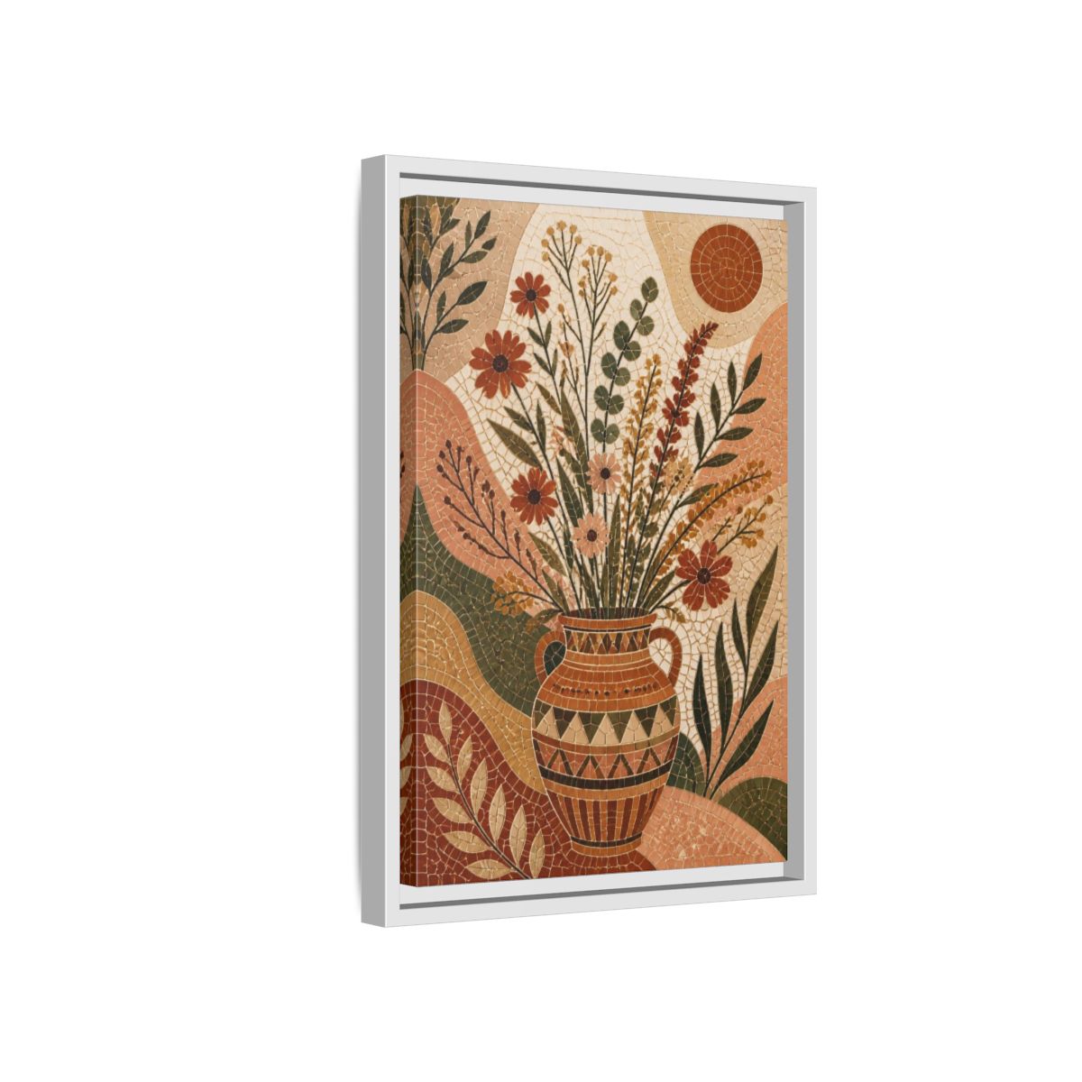 Side Mockup 4. Boho Wildflower Vase shown as framed canvas print
