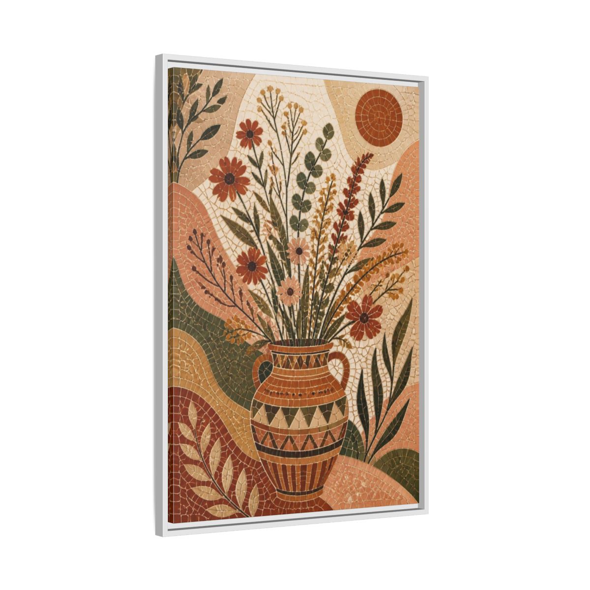 Side Mockup 9. Boho Wildflower Vase shown as framed canvas print