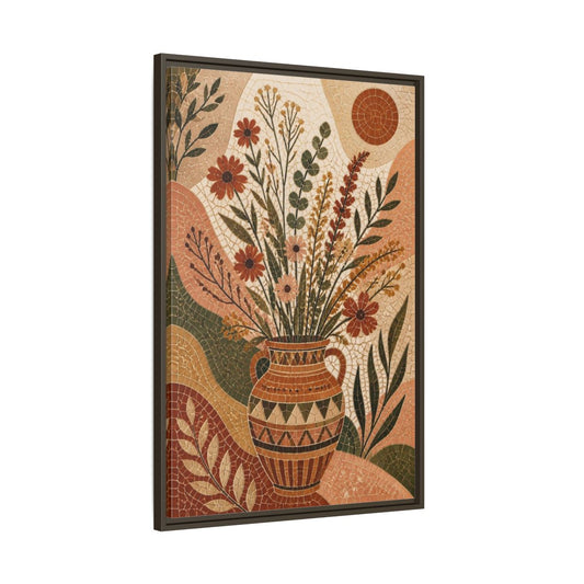 Main Mockup. Boho Wildflower Vase shown as framed canvas print