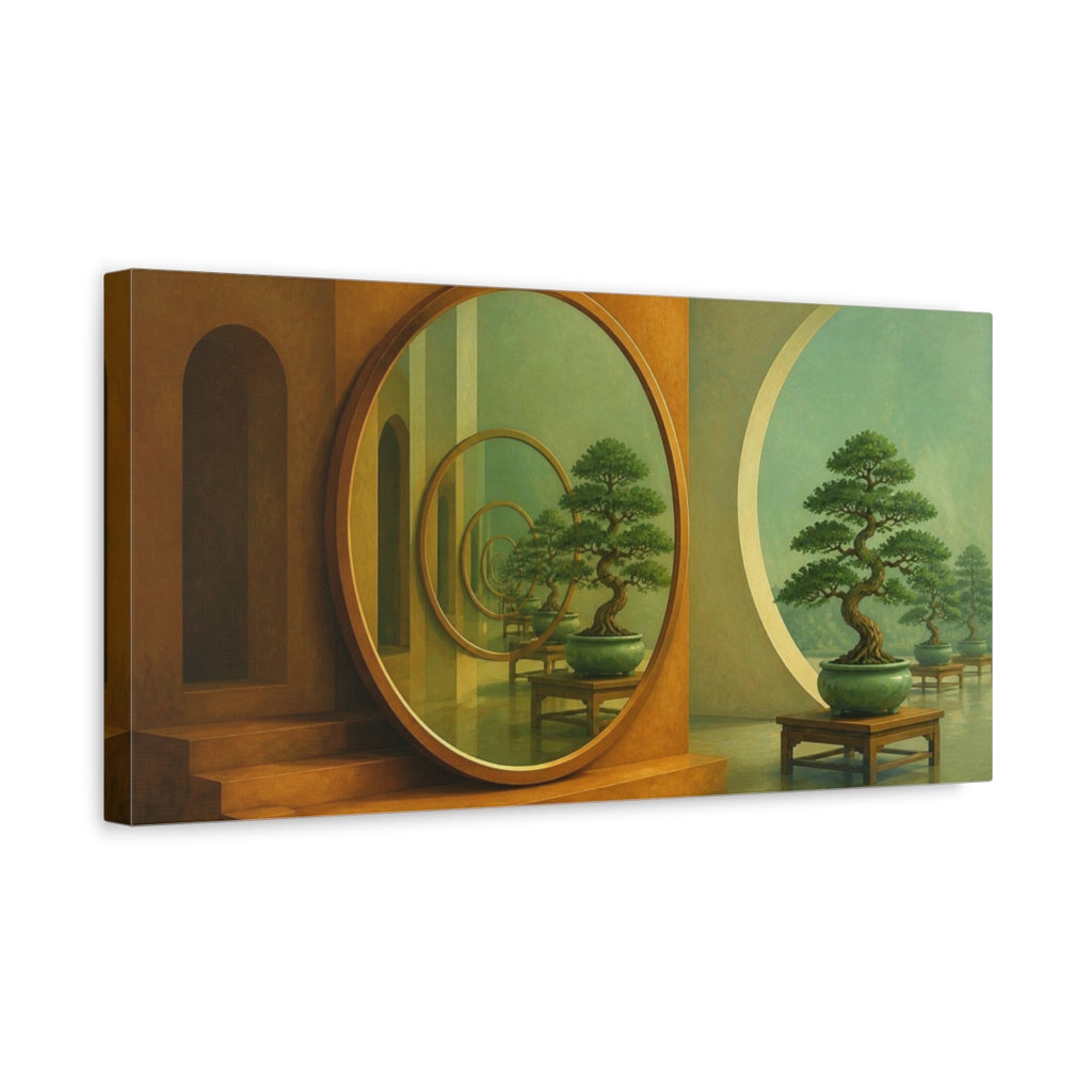 Side Mockup 3. Bonsai Mirror Illusion shown as canvas print