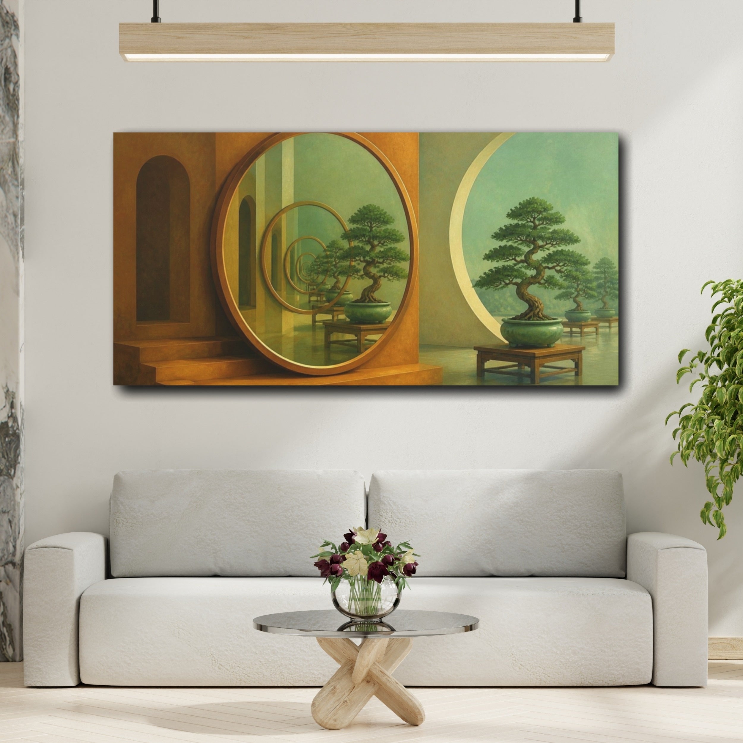 Mockup 2. Bonsai Mirror Illusion shown as canvas print