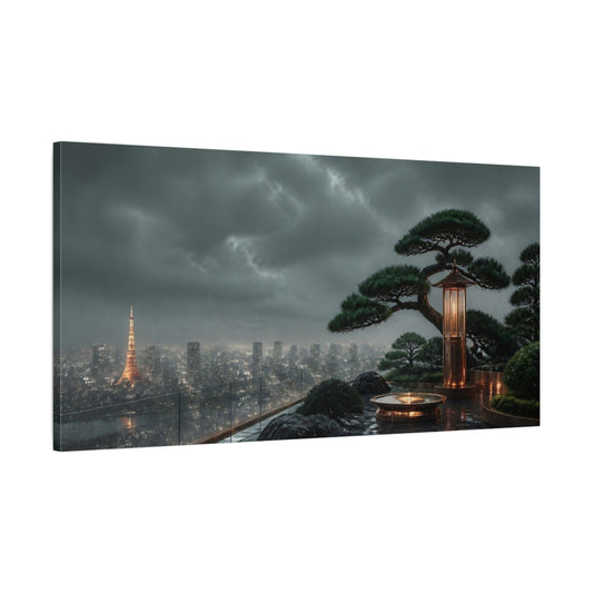 Main Mockup. Bonsai Rooftop Lantern shown as canvas print