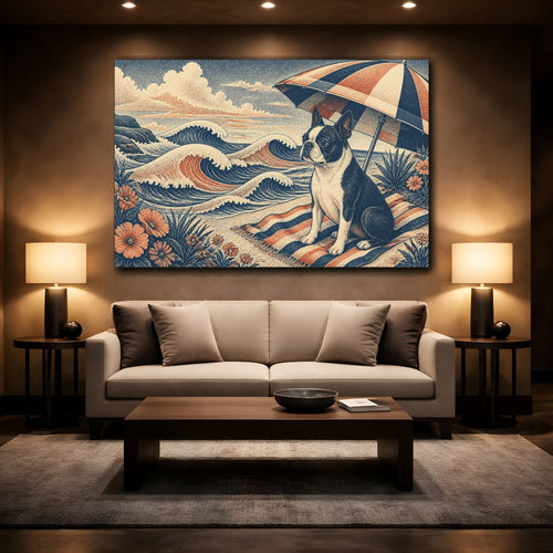 Mockup 2. Boston Terrier Pet Portrait shown as canvas print