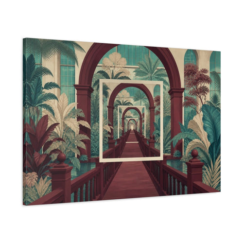 Main Mockup. Botanical Atrium Illusion shown as canvas print