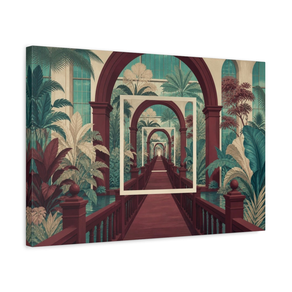 Side Mockup 3. Botanical Atrium Illusion shown as canvas print