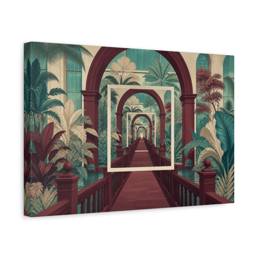 Side Mockup 4. Botanical Atrium Illusion shown as canvas print