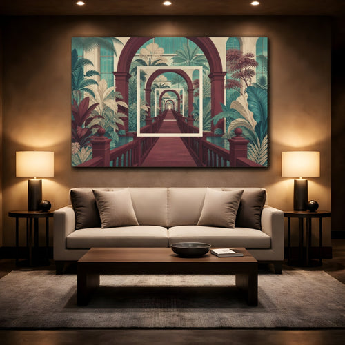 Mockup 2. Botanical Atrium Illusion shown as canvas print