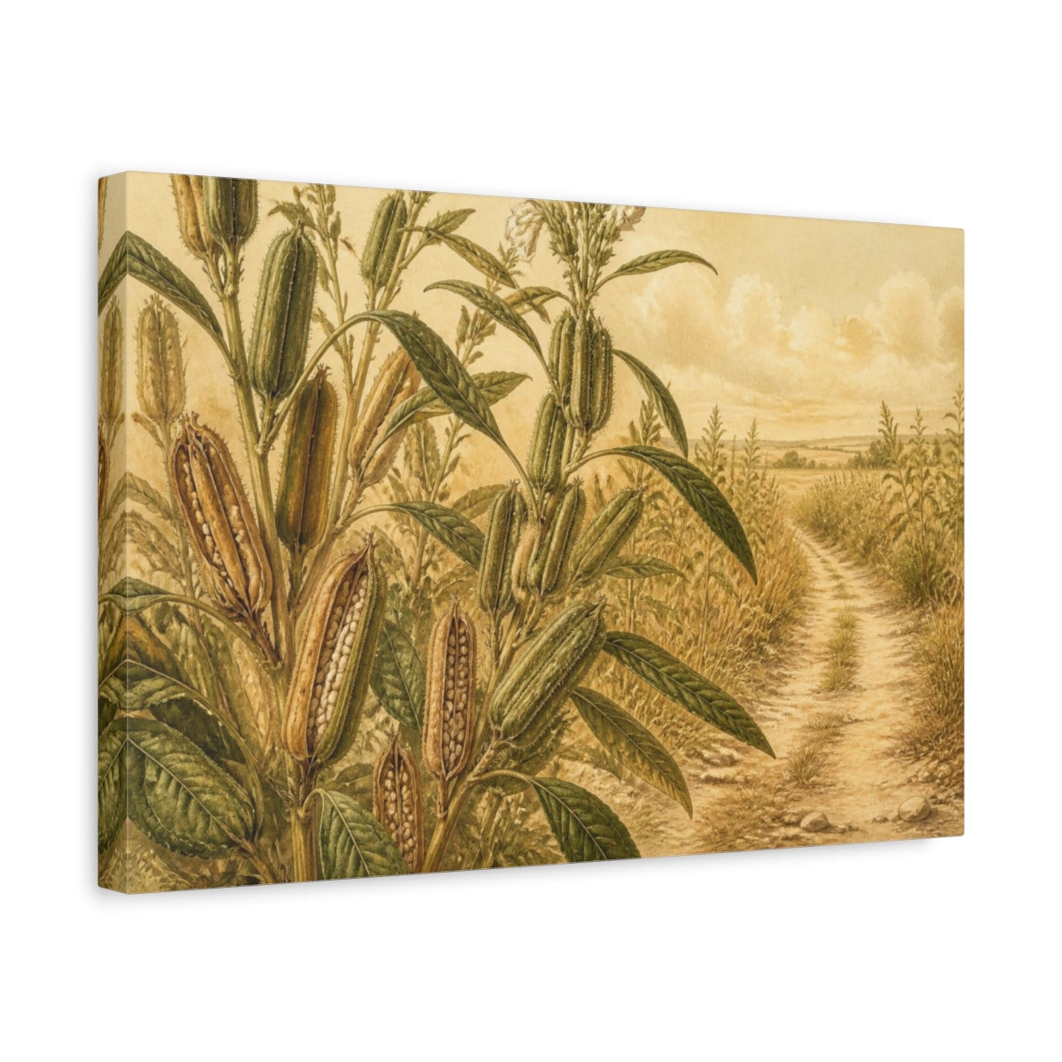 Side Mockup 4. Botanical Seed Pods shown as canvas print
