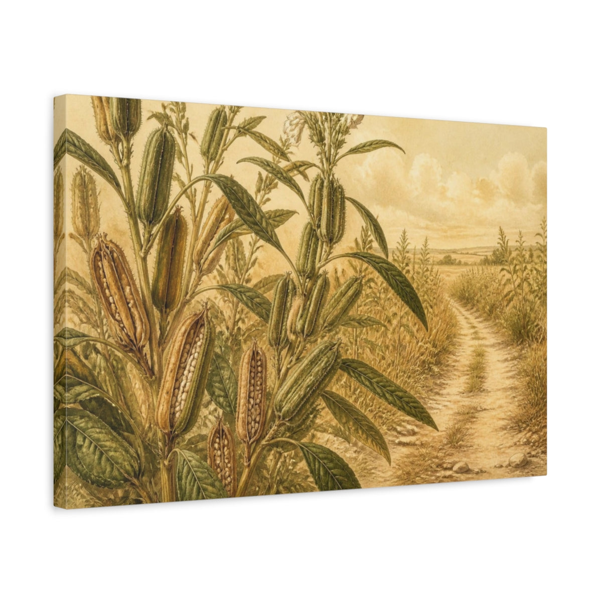Side Mockup 3. Botanical Seed Pods shown as canvas print