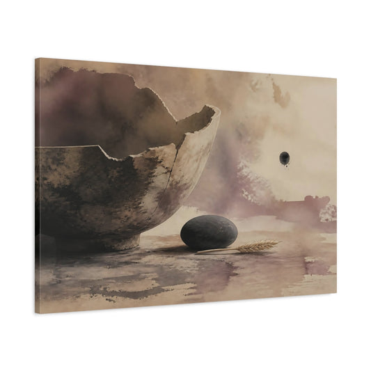 Main Mockup. Broken Bowl With Stone shown as canvas print