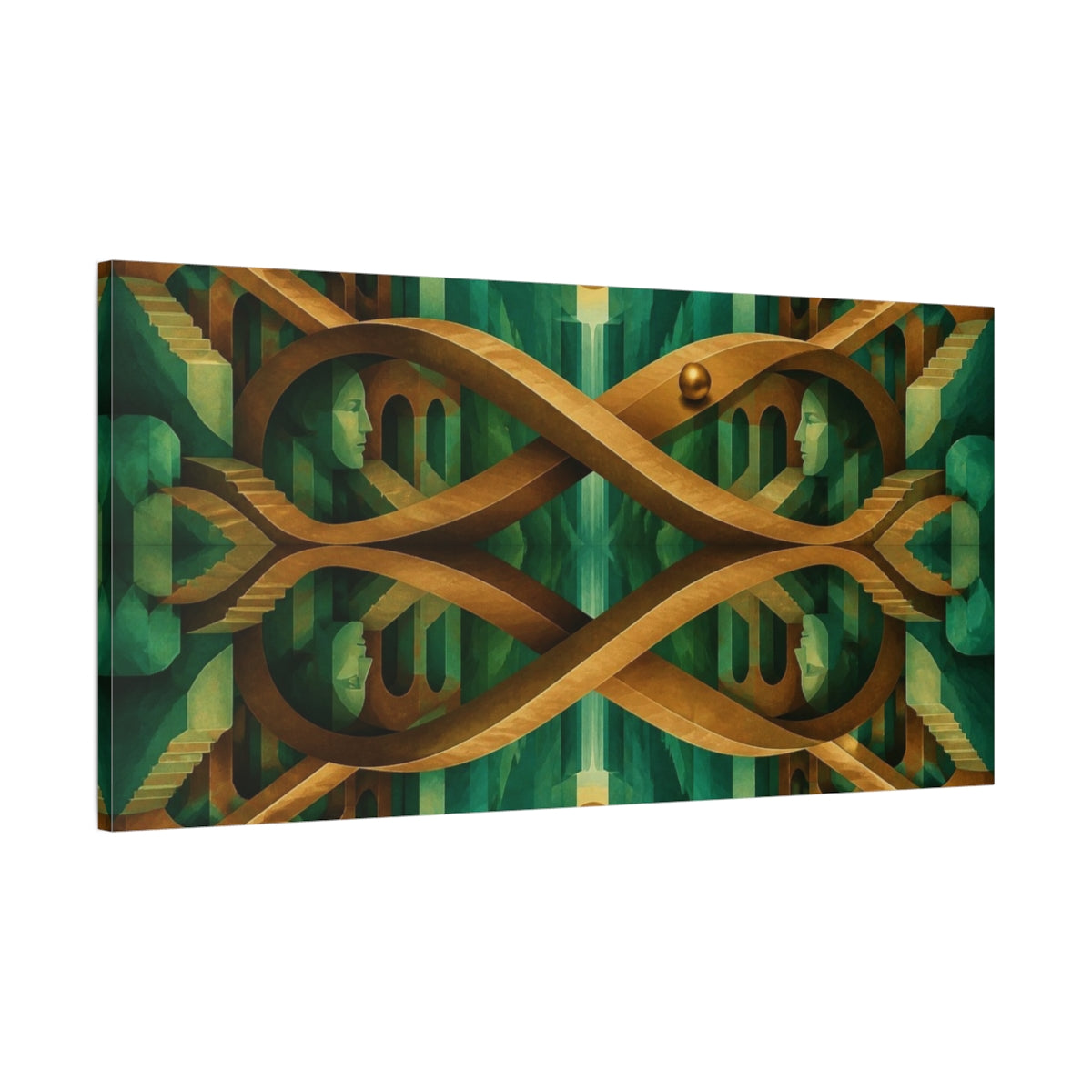 Main Mockup. Bronze Bridge Illusion shown as canvas print