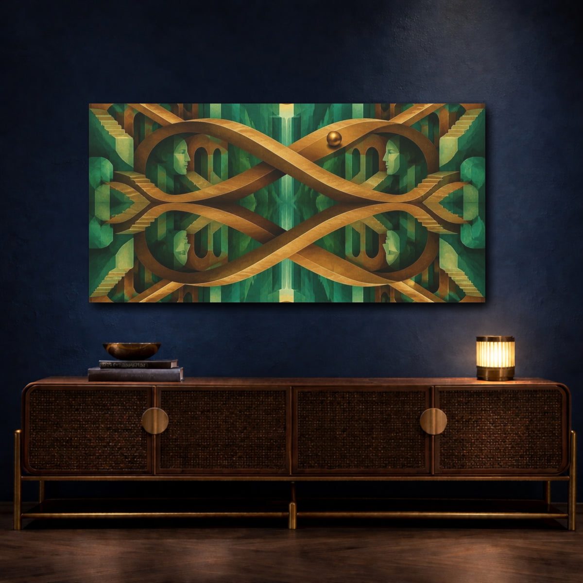 Mockup 4. Bronze Bridge Illusion shown as canvas print