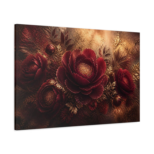 Main Mockup. Burgundy Peony Floral Elegance shown as canvas print