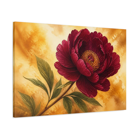 Main Mockup. Burgundy Peony Flowers shown as canvas print