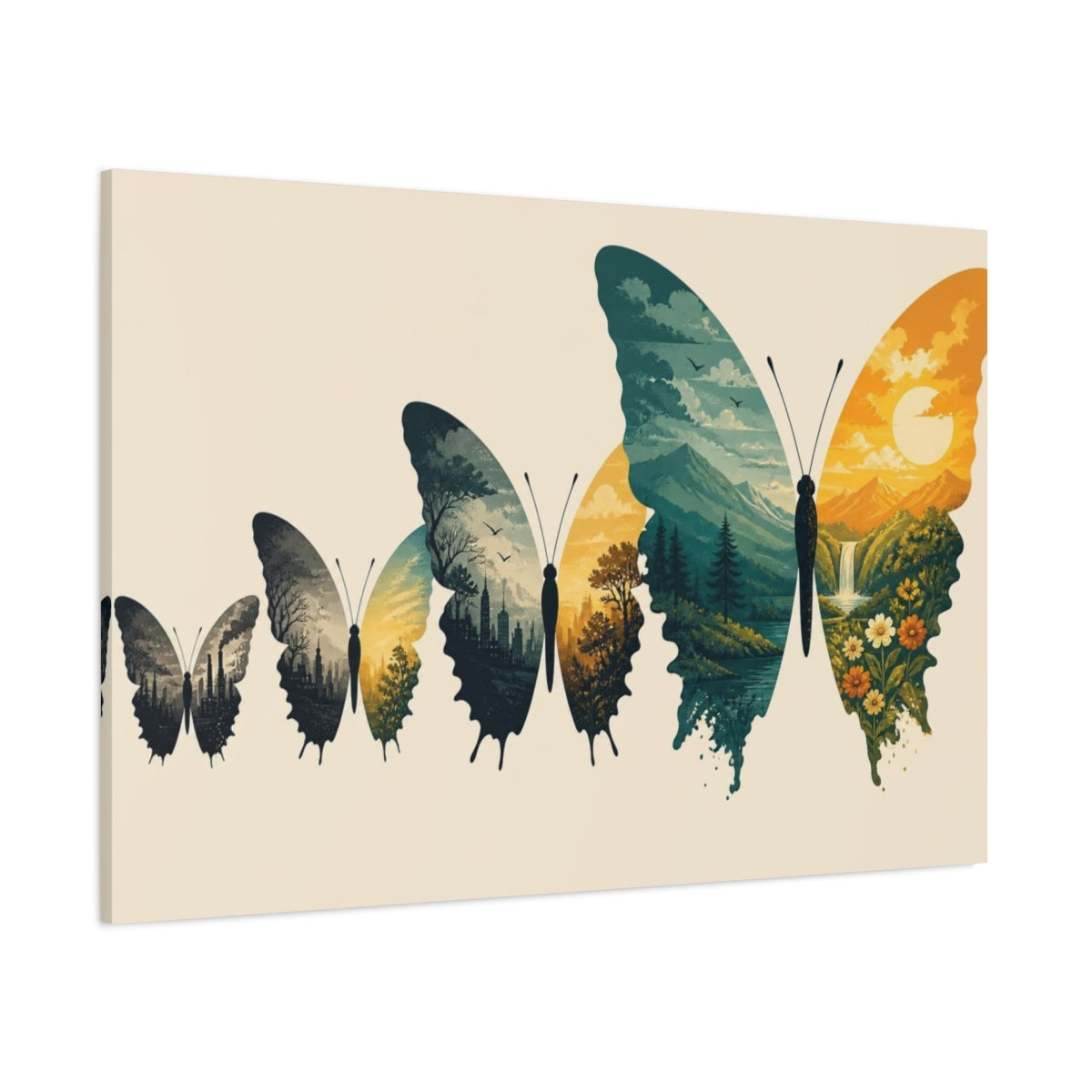Side Mockup 1. Butterfly Illusion shown as canvas print