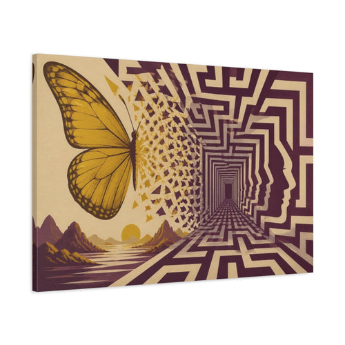Main Mockup. Butterfly Illusion Labyrinth shown as canvas print