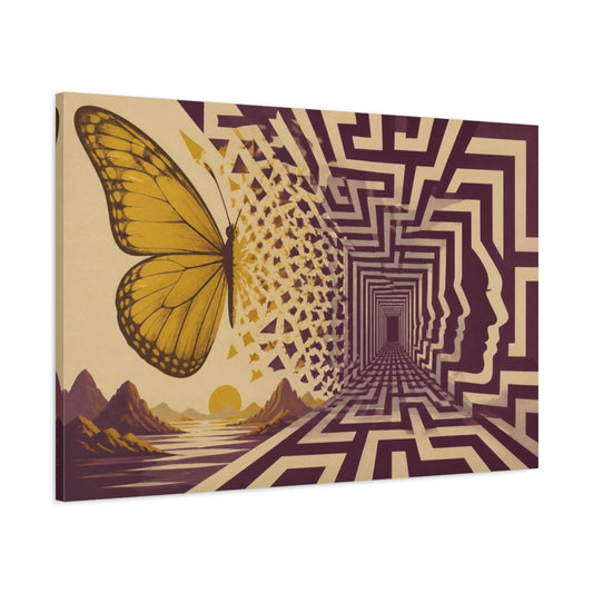 Main Mockup. Butterfly Illusion Labyrinth shown as canvas print