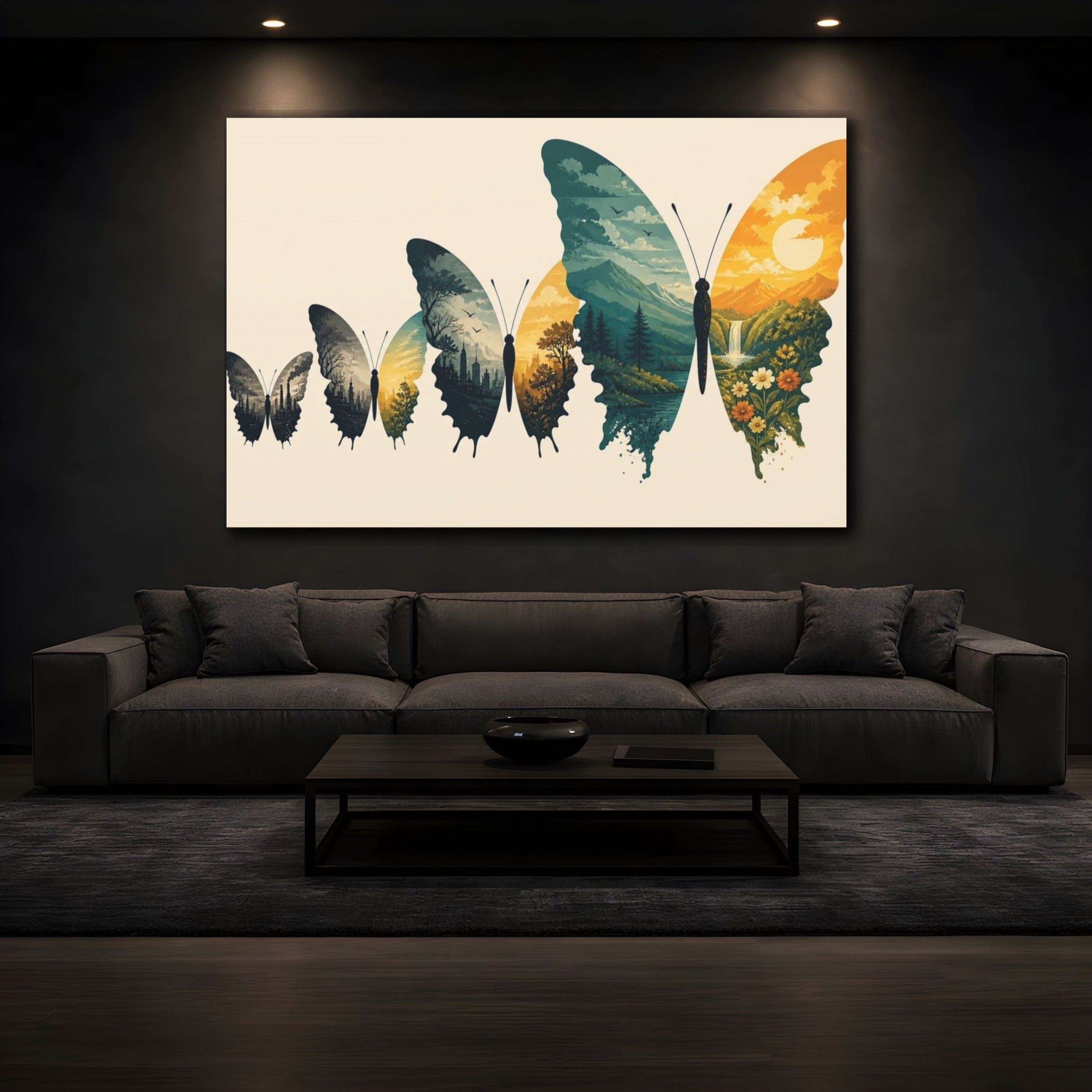 Mockup 3. Butterfly Illusion shown as canvas print