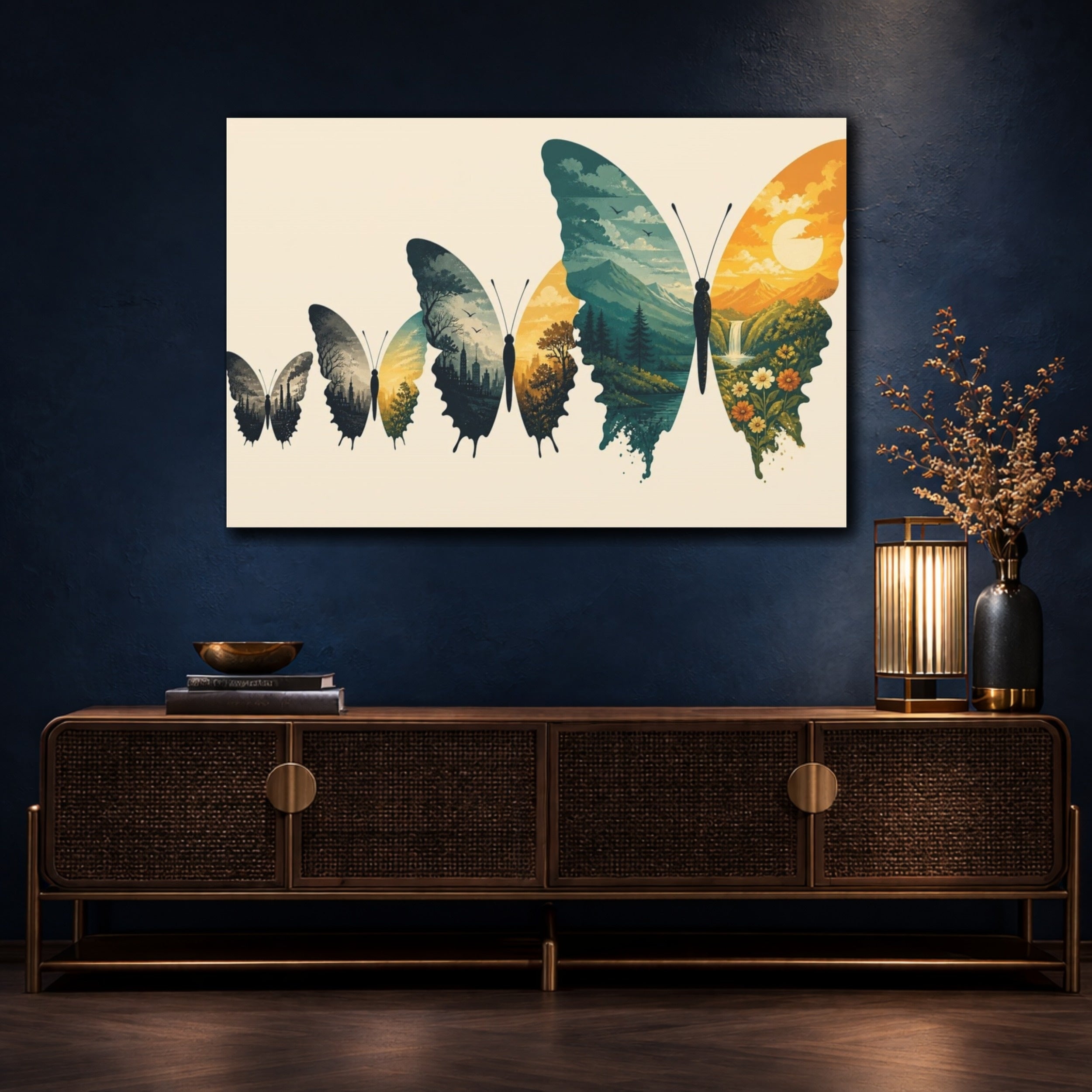 Mockup 4. Butterfly Illusion shown as canvas print