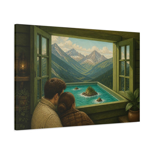 Main Mockup. Cabin Window Illusion shown as canvas print