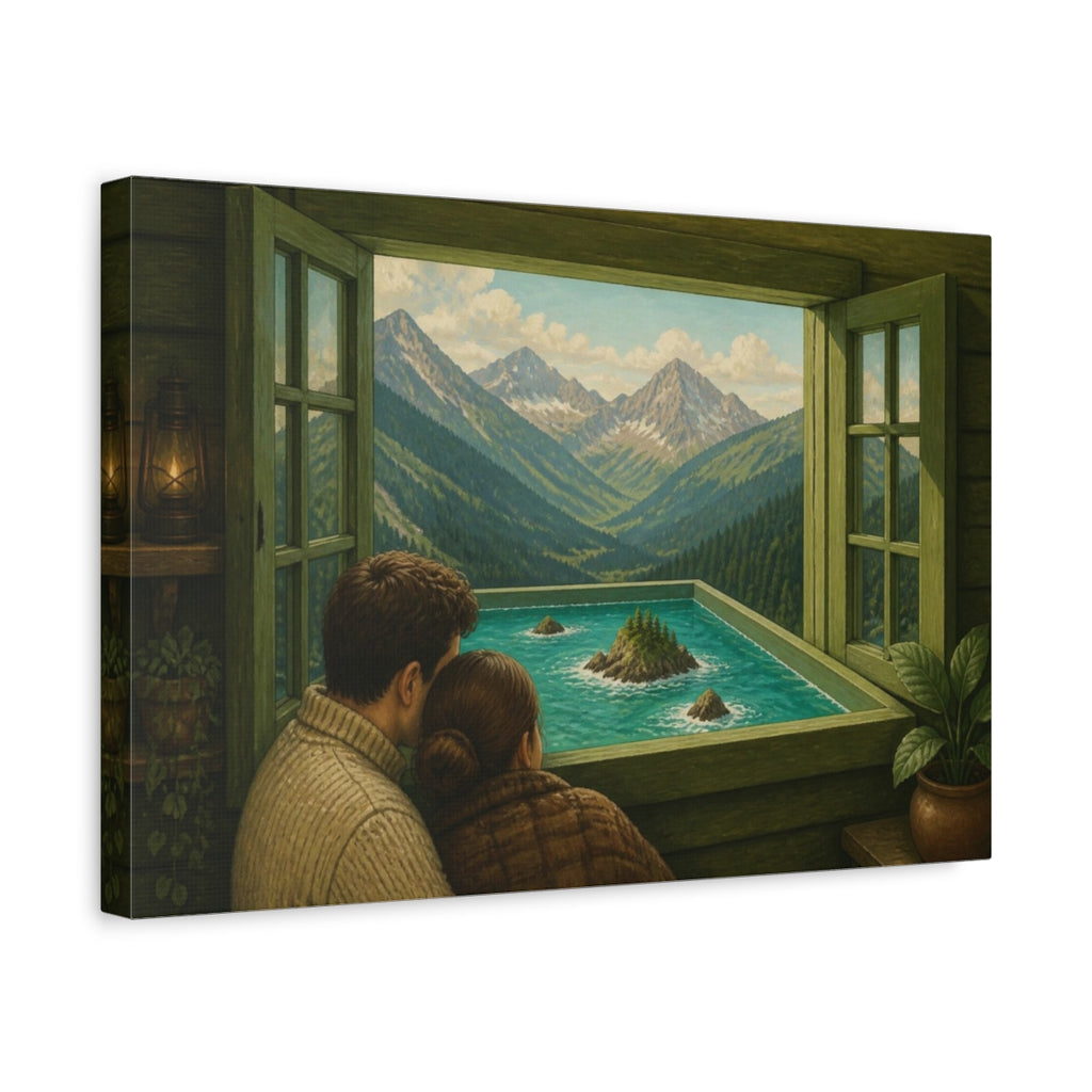 Side Mockup 4. Cabin Window Illusion shown as canvas print