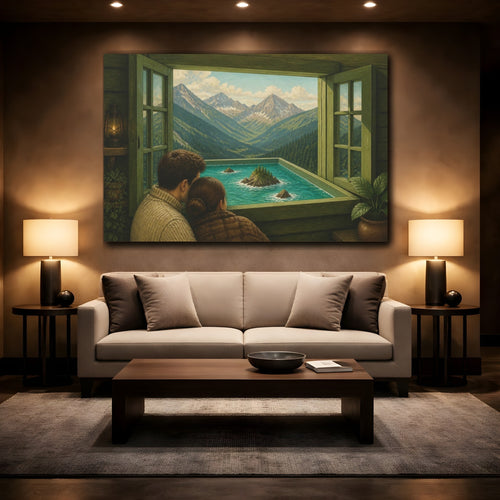 Mockup 2. Cabin Window Illusion shown as canvas print