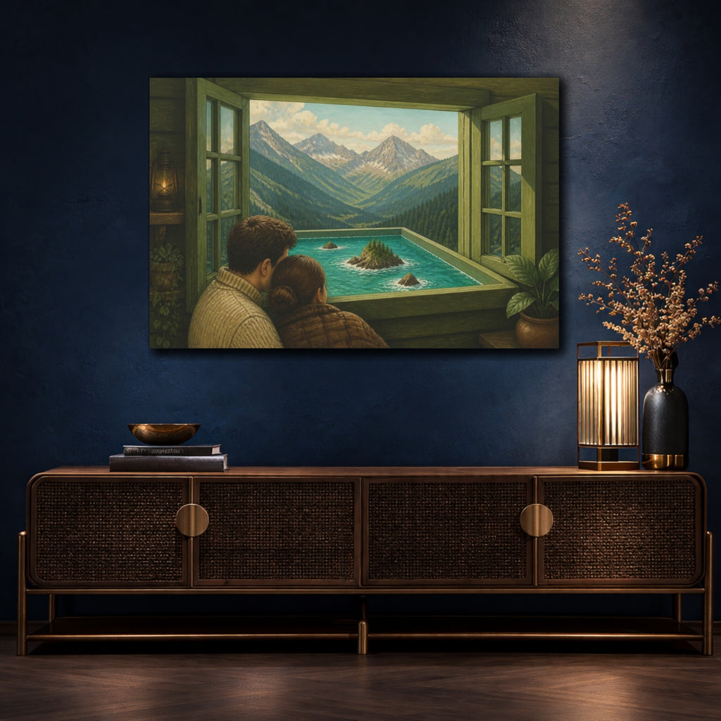 Mockup 4. Cabin Window Illusion shown as canvas print